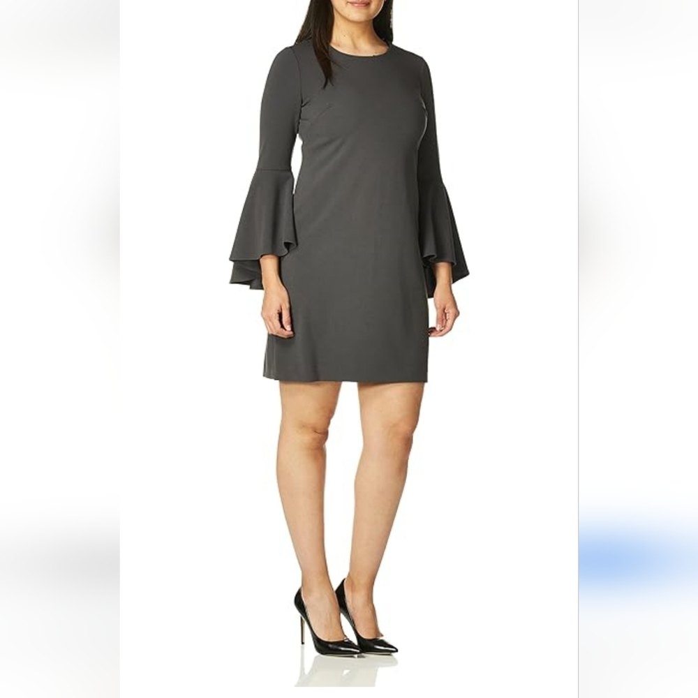 Calvin Klein Solid Sheath With Cascading Bell Sle… - image 1